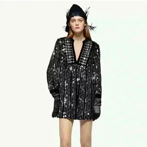 Sequined velvet dress size  Small - Picture 1 of 11